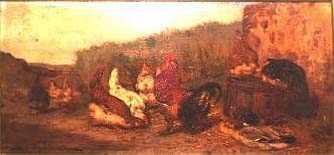 Coq et poules aux champs par Philibert Léon Couturier